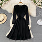 Black A Line Long Sleeve Dress Fashion Dress  10903