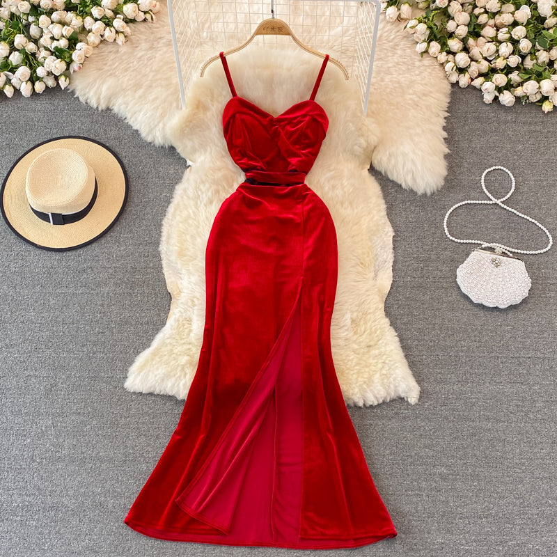 Sexy Velvet Long Dress Fashion Dress  10935
