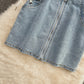 New strap zipper high waist denim skirt  11287