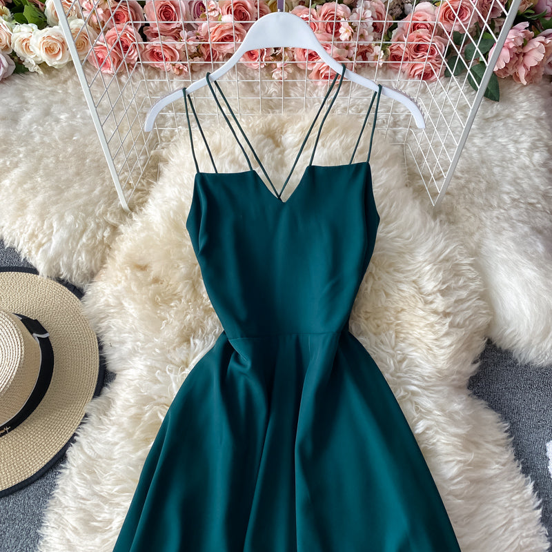 Robe courte simple à coupe trapèze, robe tendance 10867