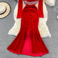 Sexy V Neck Velvet Beads Dress Fashion Dress  10927