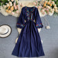 Simple Embroidered Long Sleeve Dress  10962