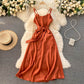 Süßes kurzes A-Linien-Kleid aus Satin Modekleid 10944
