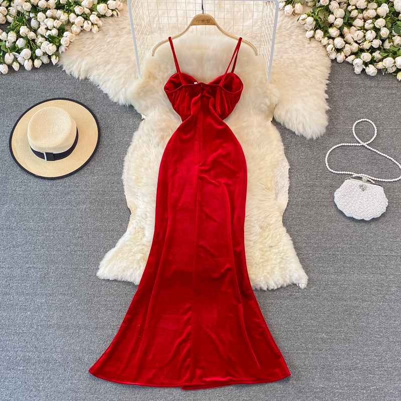 Sexy Velvet Long Dress Fashion Dress  10935