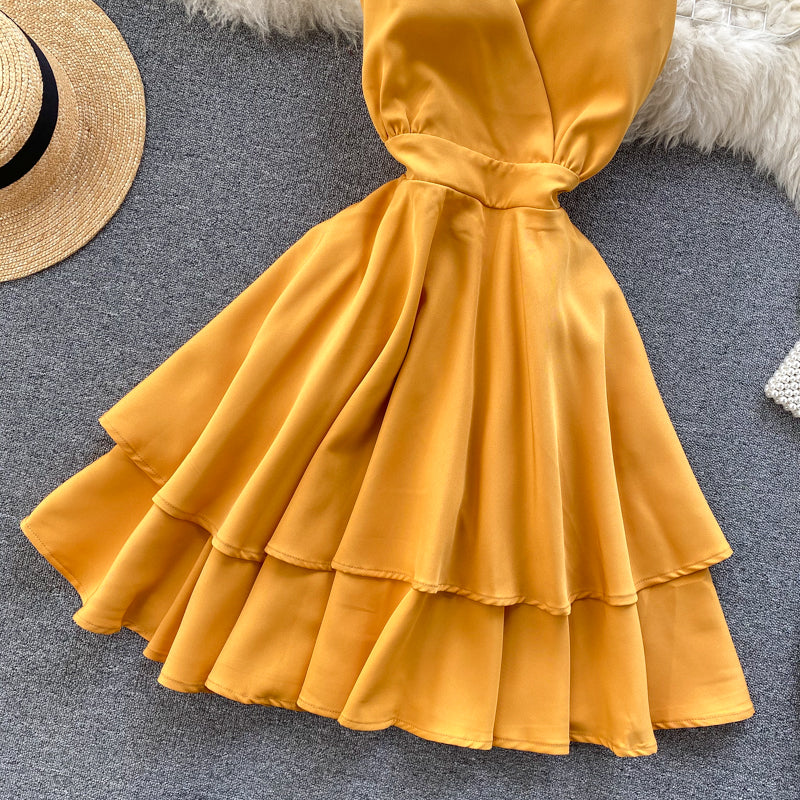 Cute V Neck Short Dress A Line Fashion Dresses  10876