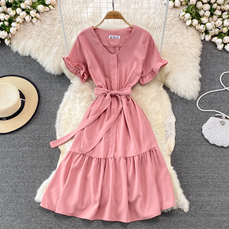 Cute V Neck Short Dress A Line Fashion Dress  10901