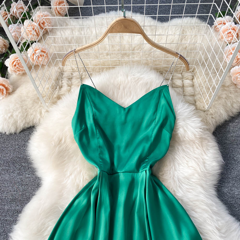 Cute A Line Irregular Dress Green Fashion Dress  10788