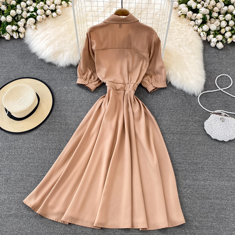 Schicke Kontrastfarbe Kurzarmkleid 10769