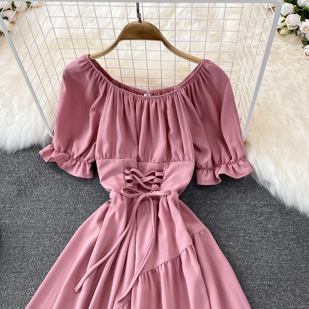 Einfaches Schnürkleid mit unregelmäßigem Kleid 10738
