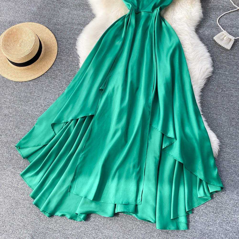 Cute A Line Irregular Dress Green Fashion Dress  10788