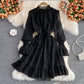 Cute A Line Long Sleeve Dress Black Dress  10833
