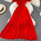 Red Chiffon A Line Short Dress Fashion Dress  10762
