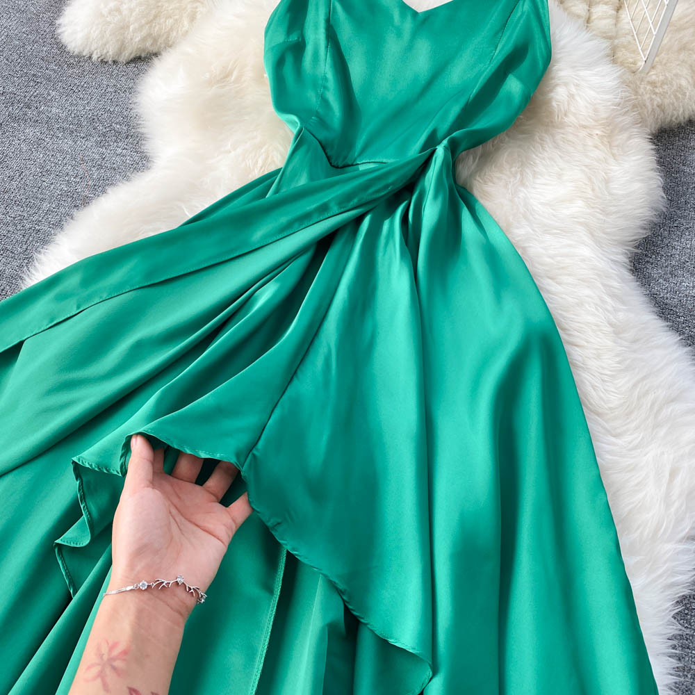 Cute A Line Irregular Dress Green Fashion Dress  10788
