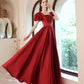 Langes A-Linien-Abschlussballkleid aus rotem Satin, rotes Abendkleid 10529
