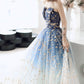 Blue tulle long prom dress blue evening dress  10590