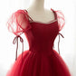 Red tulle long ball gown dress red evening dress  10599