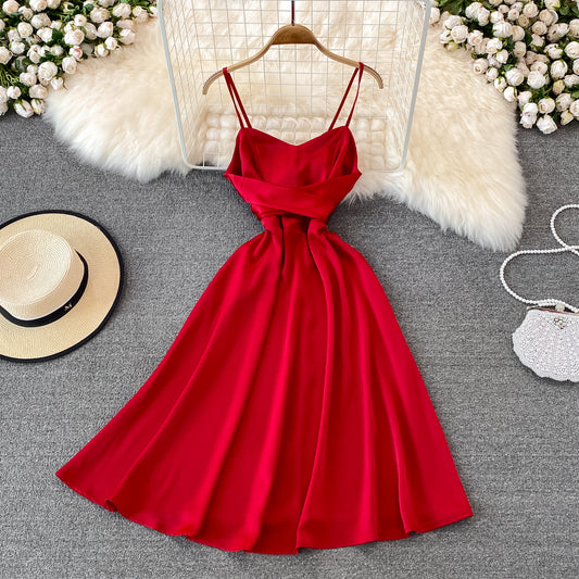 Süßes kurzes Satinkleid A-Linie Modekleid 10716 