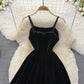 Black Velvet Short Dress Black Fashion Dress  10711