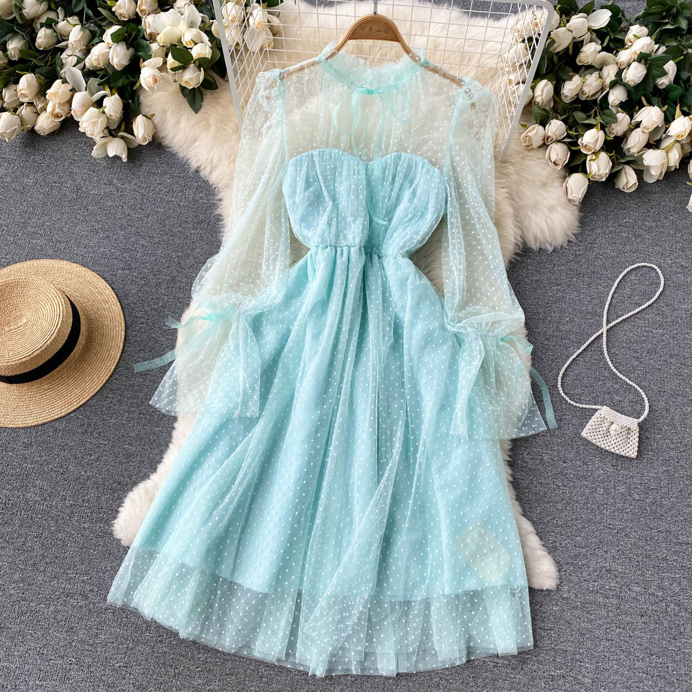 Cute Tulle Long Sleeve Dress Fashion Dress  10659