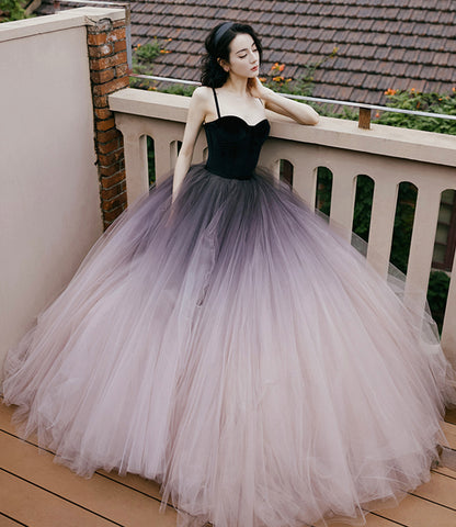 Cute tulle long prom dress A line evening gown  10570