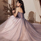 Purple tulle sequins long prom dress evening dress  10648