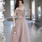 Cute tulle long prom dress A line evening dress  10426
