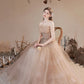 Cute tulle beads long prom dress A line evening dress  10396