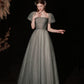 Cute tulle long prom dress A line evening gown  10372