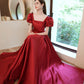 Langes A-Linien-Abschlussballkleid aus rotem Satin, rotes Abendkleid 10529