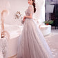 Gray tulle sequins long ball gown dress formal dress  10322