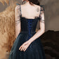 Blue tulle sequins long prom dress blue evening dress  10253