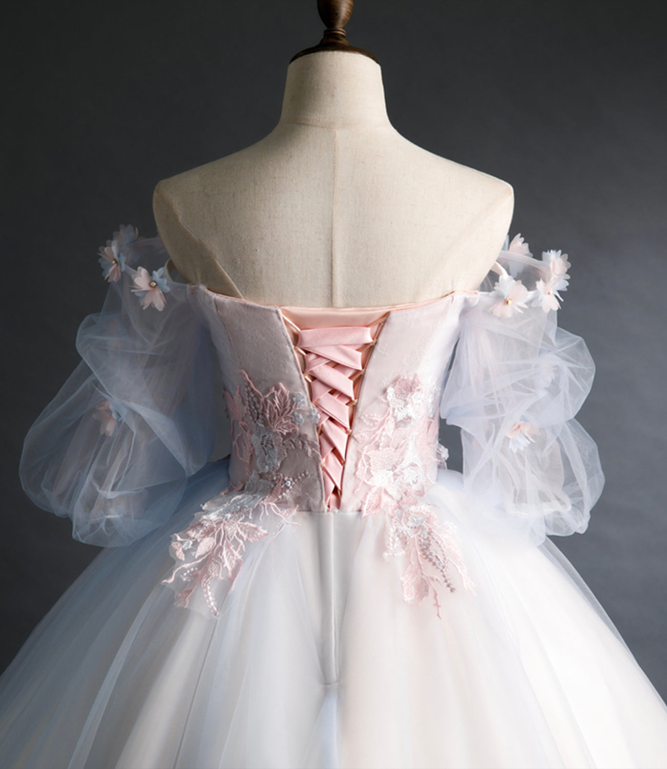 Cute tulle applique long prom gown A line evening gown  10260