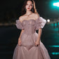Pink tulle long prom dress pink evening dress  10218