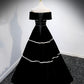 Langes Ballkleid aus schwarzem Samt schwarzes Abendkleid 10157