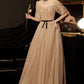 Cute tulle long prom dress A line evening gown  10177
