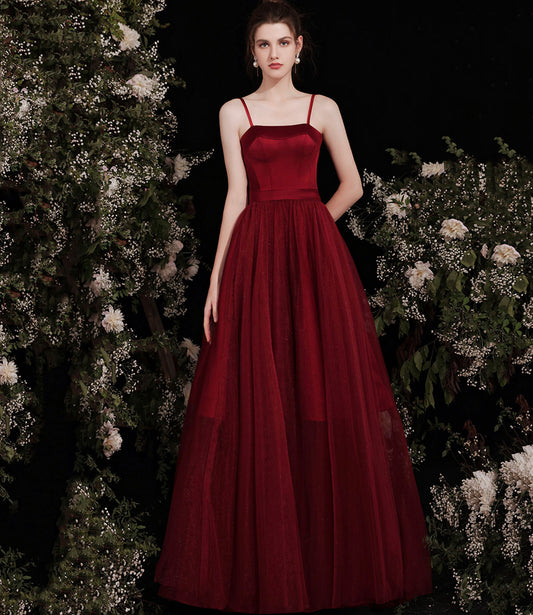 Cute burgundy two pieces detachable prom dresses  10191