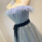 Blue tulle sequins long prom dress blue evening gown  10045