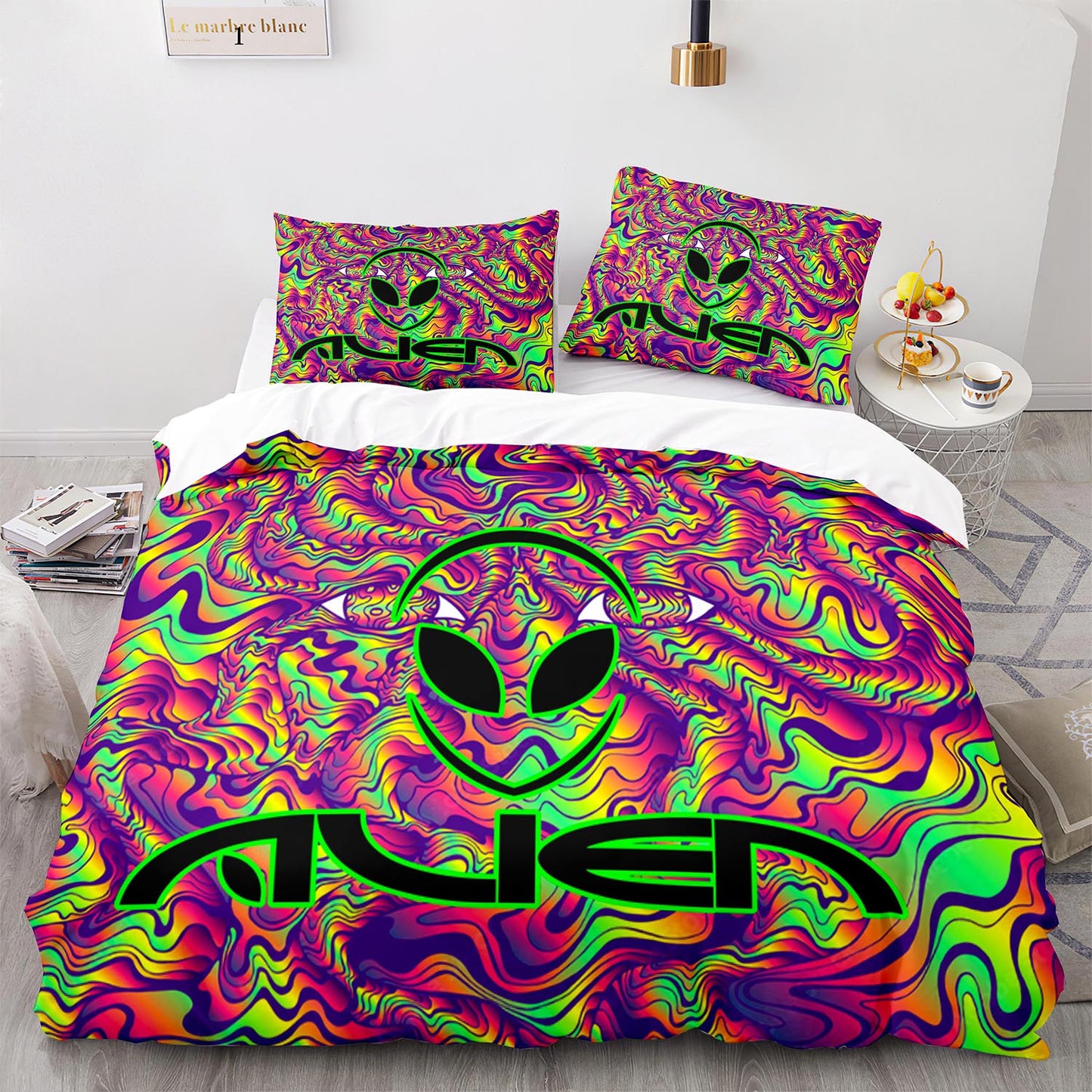 Cutom Duvet Cover Set Pattern Chic Comforter Cover King Size for Teens Adults Bedding Set with Pillowcases  WXR1005