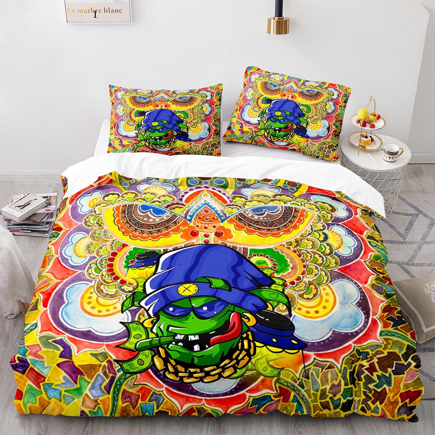 Cutom Duvet Cover Set Pattern Chic Comforter Cover King Size for Teens Adults Bedding Set with Pillowcases  WXR1007