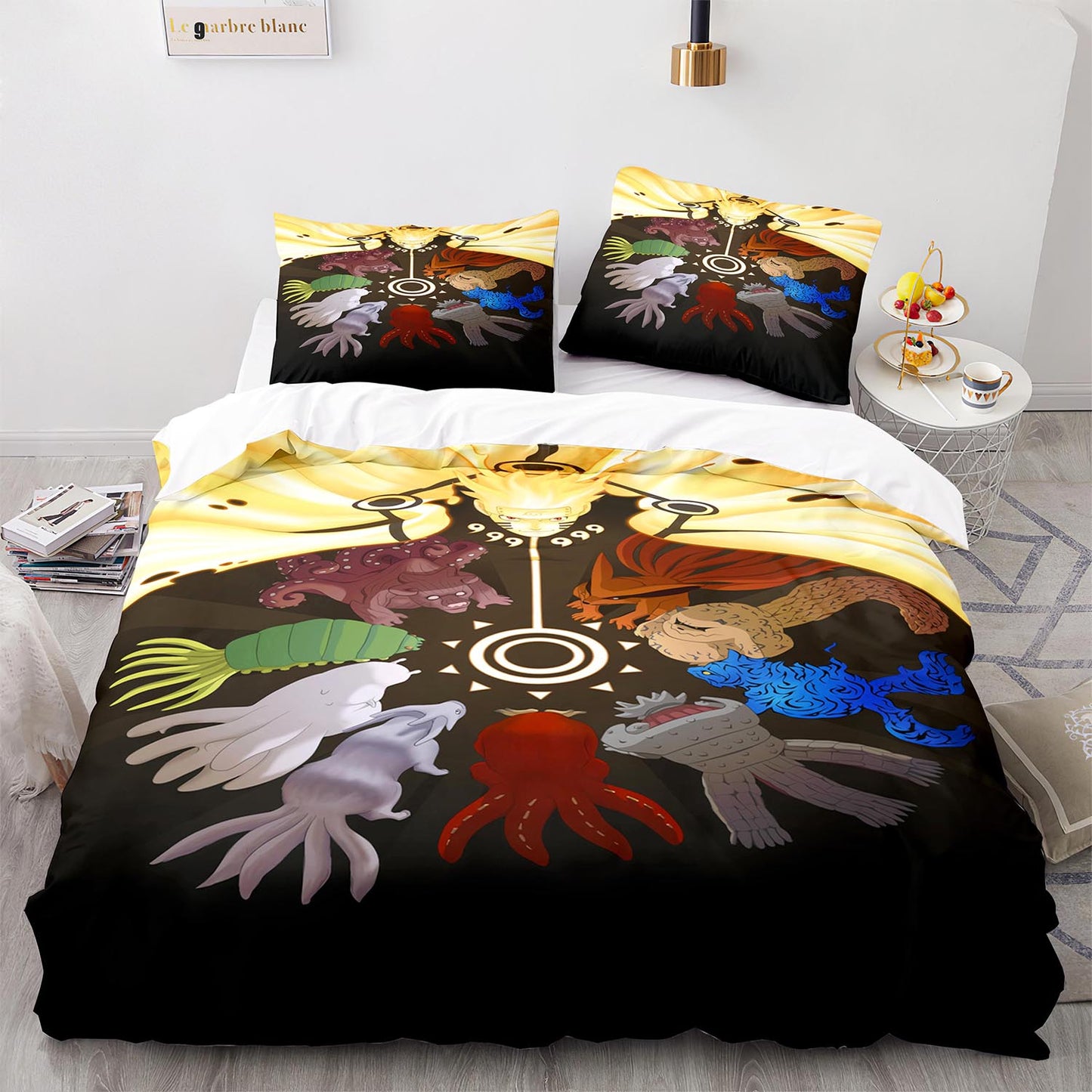 Cutom Bettbezug-Set Muster Chic Bettbezug King Size für Teenager Erwachsene Bettwäsche-Set mit Kissenbezügen HYL1015