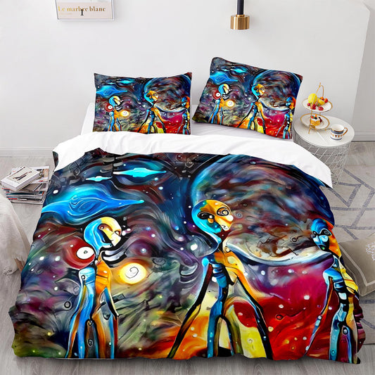 Cutom Duvet Cover Set Pattern Chic Comforter Cover King Size for Teens Adults Bedding Set with Pillowcases  WXR1022