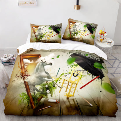 Cutom Duvet Cover Set Pattern Chic Comforter Cover King Size for Teens Adults Bedding Set with Pillowcases  M1061