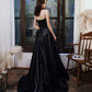 Black satin tulle high low prom dress evening dress  10443