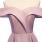 Glänzendes langes Ballkleid aus Satin Rosa Abendkleid 8623