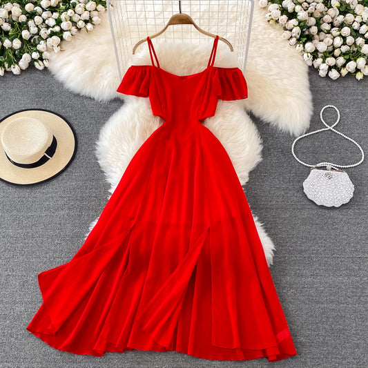 Rotes Chiffon A-Linie kurzes Kleid Fashion Dress 10762 