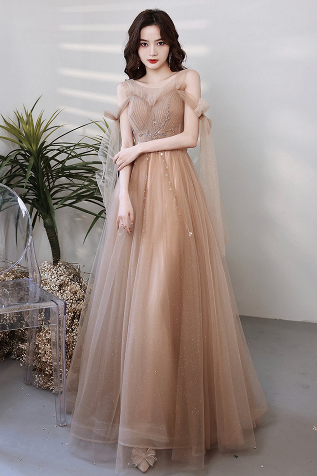 Süßes Tüll langes A-Linie Ballkleid Abendkleid 8667