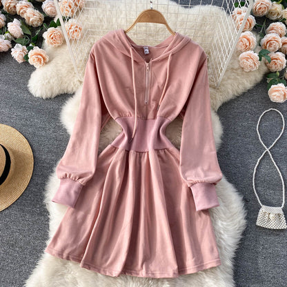Casual Hooded A Line Dress  10787