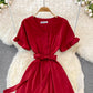 Cute V Neck Short Dress A Line Fashion Dress  10901