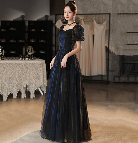 Cute tulle long A line prom dress evening gown  10037