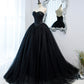 Schwarzes langes Ballkleid aus Tüll schwarzes Abendkleid 10152